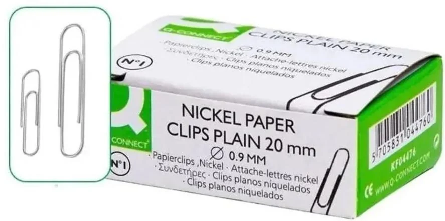 Clips Niquelados Planos 20mm nº1 (cx100) (1/10)