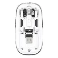 Rato Sem Fio USB 1600 DPI LED Transparente/Branco