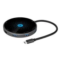 Docking station com carregador wireless (8 em1) usb-c (f) 3x usb-a card reader 10w