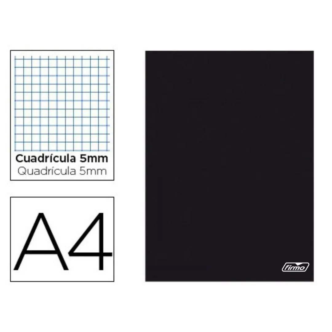 Caderno Agrafado A4 60g/80 Folhas Xadrez Capa Preta