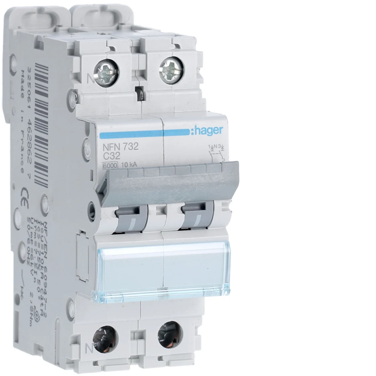 DISJUNTOR 1P+N 32A C6/10KVA NFN732