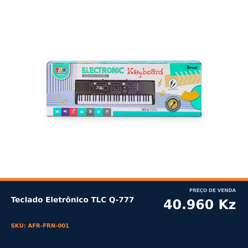 TECLADO ELETRÔNICO INFANTIL TLC Q-777 COM USB — foto