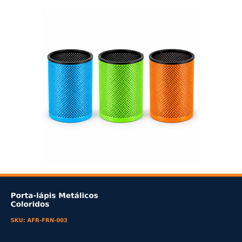 PORTA-LÁPIS METÁLICO COLORIDO PARA ESCRITÓRIO UNIDADE — foto