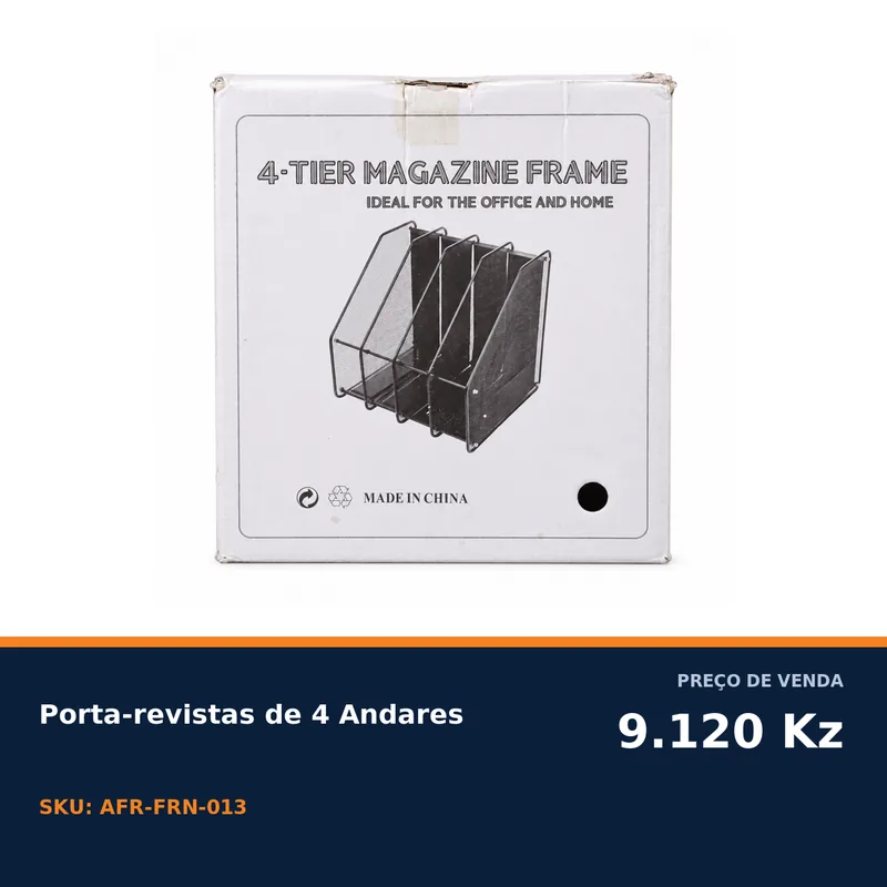 PORTA-REVISTAS DE 4 ANDARES EM METAL — foto