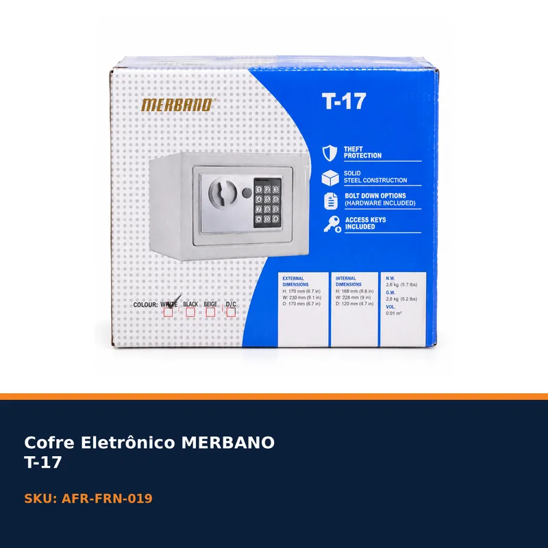 COFRE ELETRÔNICO MERBANO T-17 DE AÇO — foto
