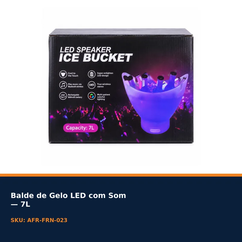 BALDE DE GELO LED COM SOM — foto