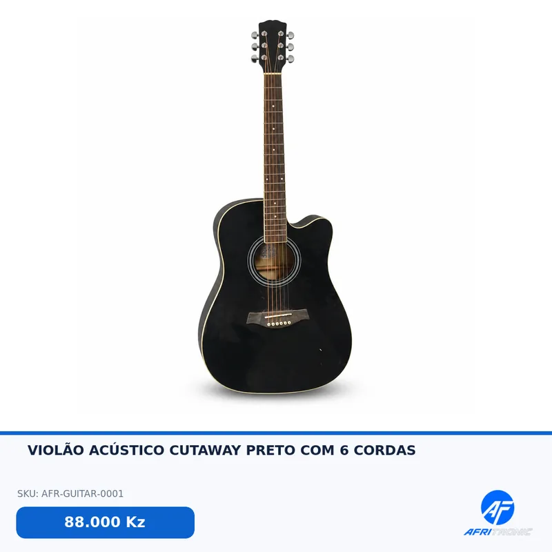 VIOLÃO ACÚSTICO CUTAWAY PRETO COM 6 CORDAS — foto