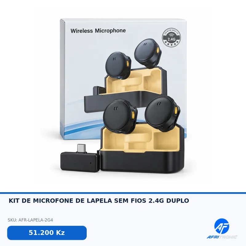 KIT DE MICROFONE DE LAPELA SEM FIOS 2.4G DUPLO — foto