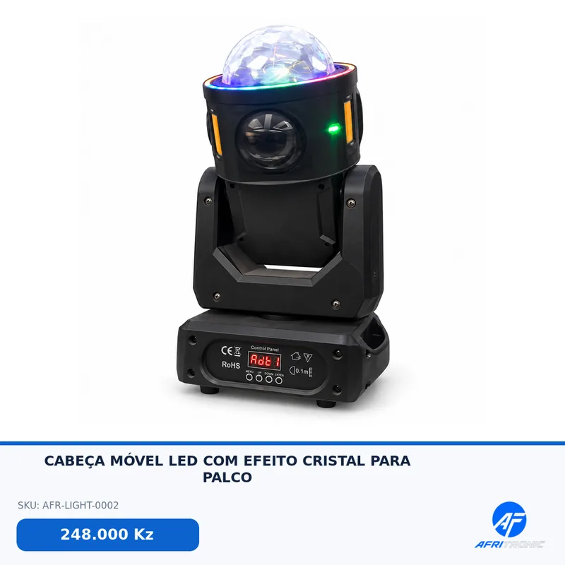 CABEÇA MÓVEL LED COM EFEITO CRISTAL PARA PALCO — foto