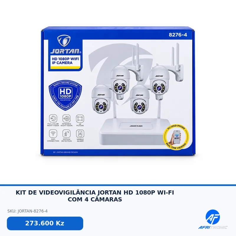 KIT DE VIDEOVIGILÂNCIA JORTAN HD 1080P WI-FI COM 4 CÂMARAS — foto
