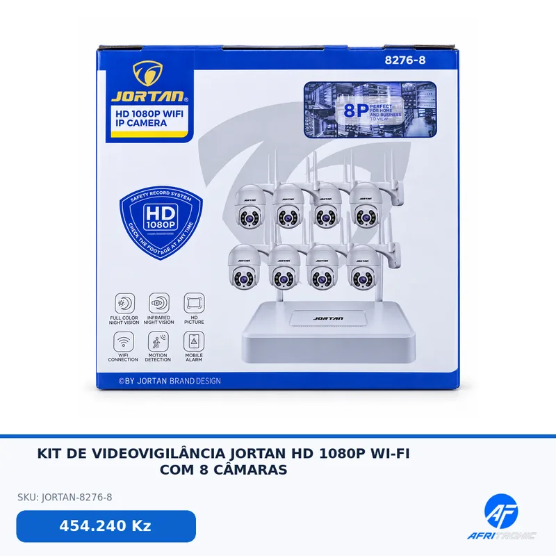 KIT DE VIDEOVIGILÂNCIA JORTAN HD 1080P WI-FI COM 8 CÂMARAS — foto
