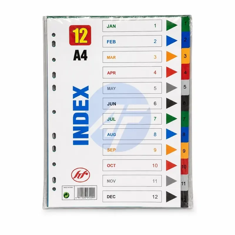 SEPARADOR DE DOCUMENTOS A4 INDICE DE 1 A 12 — foto